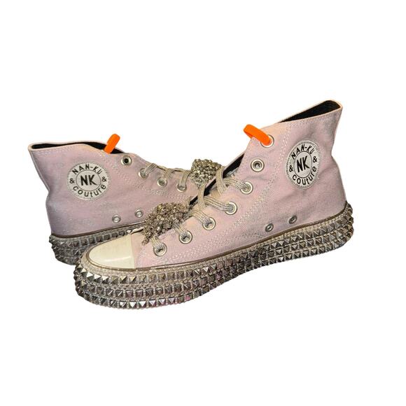 Free People Nan-Ku Couture Cruise Studded High Top Sneaker 37/ 6.5 Mellow Mauve - Picture 5 of 12